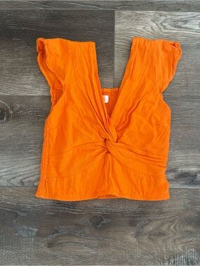 Japna Orange Twist-Front Crop Top EUC size S
